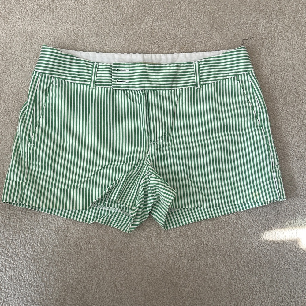 [Banana Republic] Green Striped Seersucker Women's Shorts, Ryan Fit